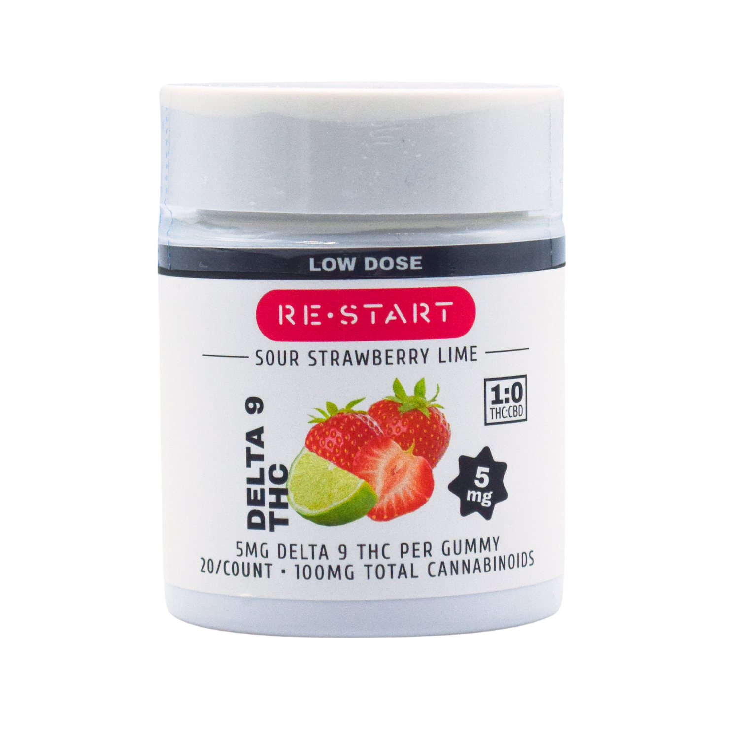 Delta 9 THC 5MG Gummies Strawberry Lime 20-ct